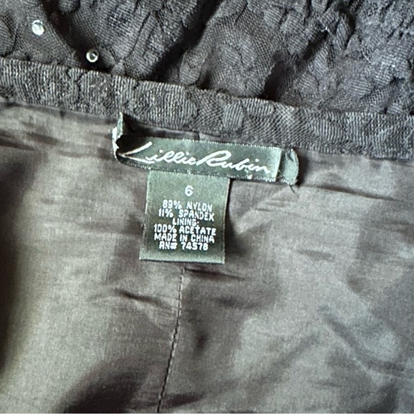 Lillie Rubin | Black Lace Rhinestone Embellished Skirt | Size 6 - Picture 6 of 12